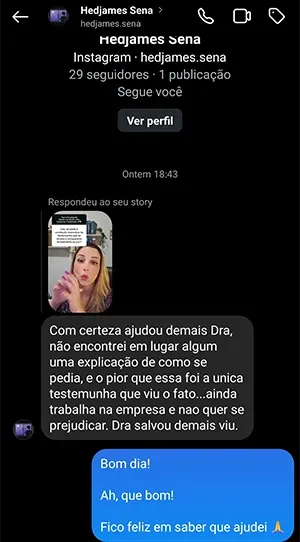 Depoimento de aluna sobre o método de audiência 1